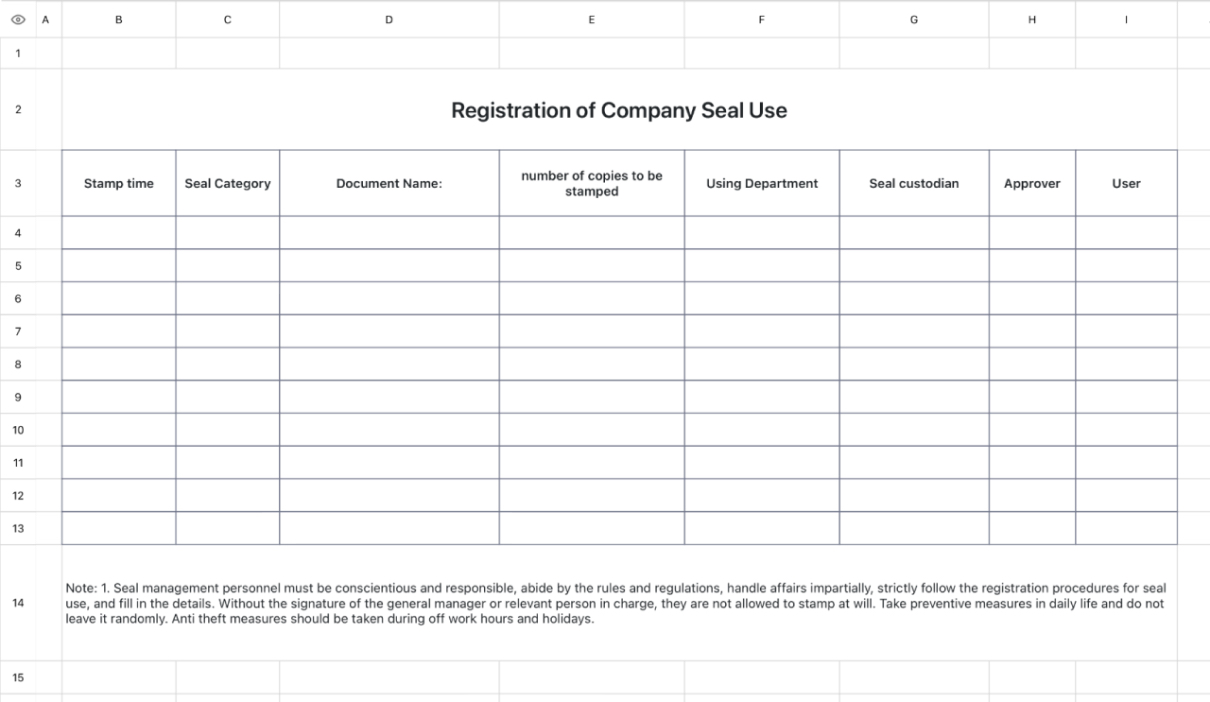 Registration of Company Seal Use